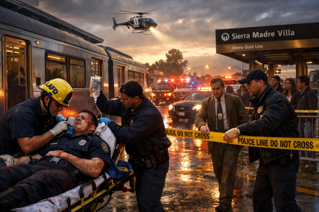 Pasadena Police Officer Wounded in Gunfight Near Metro Gold Line Station